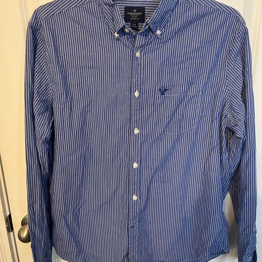 American Eagle Blue Striped Men's Shirt